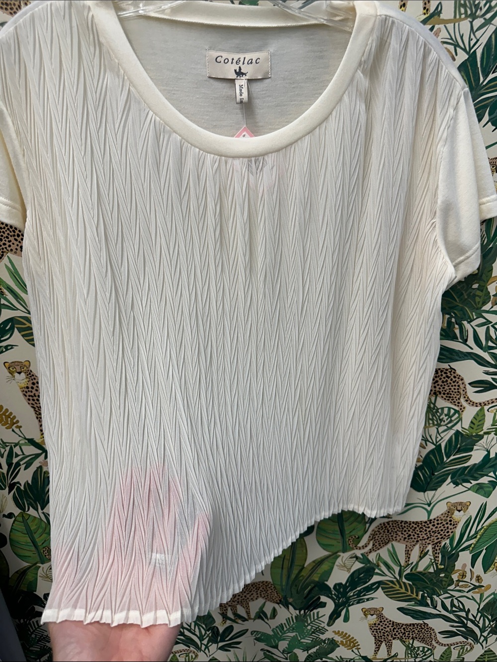 Cotelac Women's Cream Textured Short-Sleeve Top XS - Picture 3 of 4